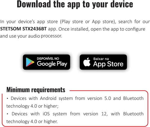 Vista 6 de Stetsom STX 2436 BT DSP Bluetooth (nueva versión 2022) Procesador de señal digital completo Exclusivo Banda de aplicación gráfica EQ de alta