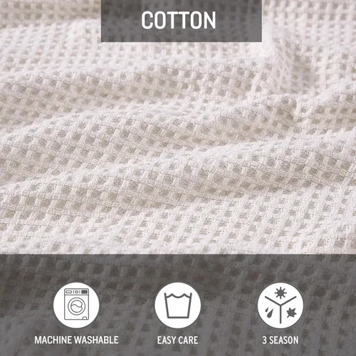 Vista 6 de Eddie Bauer - Manta de tamaño individual, ropa de cama 100% de algodón suave con textura de tejido gofrado, 400 GSM, manta para sofá o cama (blanco)