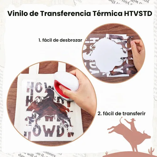 Vista 3 de HTVSTD Vinilo de transferencia de calor de piel de vacuno, 16 hojas de 12 x 10 pulgadas, vinilo para planchar