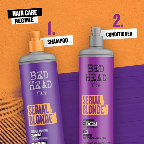 Vista 8 de Bed Head by TIGI Serial Blonde Purple - Champú tonificante para rubias frías, neutraliza los tonos de latón, sin sulfatos, 13.53 onzas líquidas