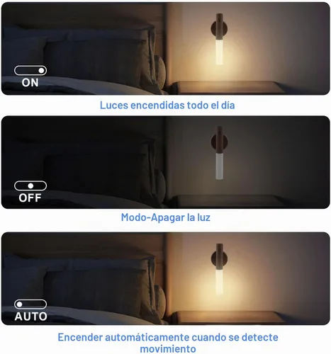 Vista 4 de LANDGOO Apliques magnéticos LED de pared, con sensor de movimiento automático, lámpara inalámbrica para montaje en pared, recargable, funciona