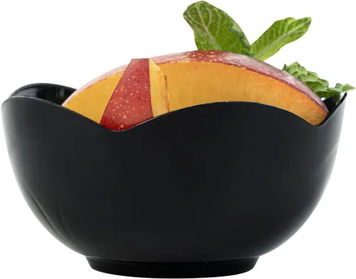 Vista 8 de Restaurantware Vasos desechables de postre de 2 onzas, 100 mini tazas de aperitivo, forma de flor, atractivos cuencos de plástico negro