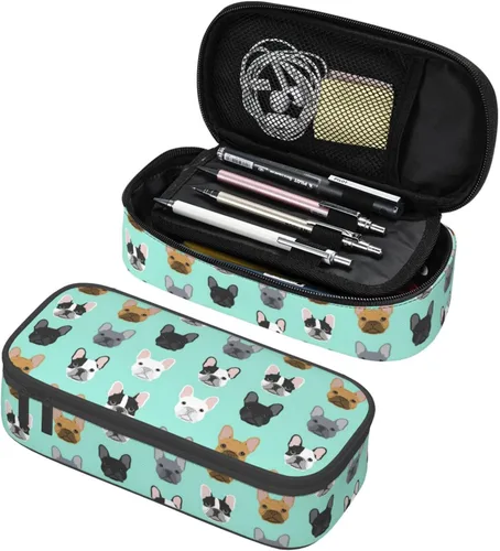 Vista 23 de Estuche organizador de lápices con patrón de gato negro, gran capacidad, papelería con cremallera, suministros escolares, bolsa para lápices