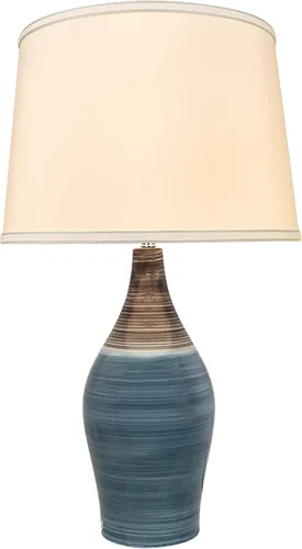 Vista 2 de Aspen Creative 40185-11 - Lámpara de mesa de cerámica de transición de 27-1/2 pulgadas, color marrón y azul y pantalla de lámpara