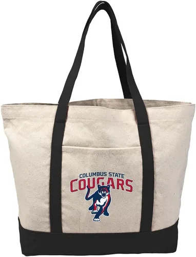 Vista 300 de Campus Lab Bolsa de lona con logotipo primario colegiado con bolsillo externo, bolsa de hombro reutilizable para ir de compras, playa Águilas A&m