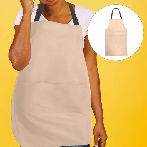 Vista 7 de KALLORY Delantal de cocina impermeable con bolsa de PVC rosa delantal de cocina para hombres y mujeres adecuado para uso doméstico y restaurante