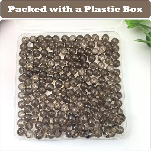 Vista 5 de Granos de cristal gris 0.394 in 200pcs claro redondo
