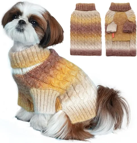 Vista 14 de KYEESE Suéteres para perros pequeños, suéter para mascotas con bloques de color macho, suéter para mascotas con hilo mullido, suéter de punto