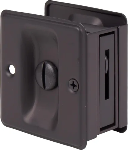 Vista 6 de Stone Harbor Hardware Cerradura de puerta de bolsillo cuadrado, función de privacidad, negro mate