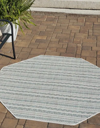 Vista 42 de Unique Loom Outdoor Striped Collection Alfombra de área - Maia (2' 2" x 3' 1" Rectángulo, Beige/Marfil)