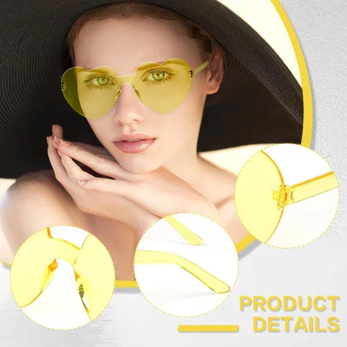 Vista 37 de Lentes de sol con forma de corazón, 2 pares de lentes de sol en forma de corazón, gafas de sol rave para mujeres, regalos de fiesta