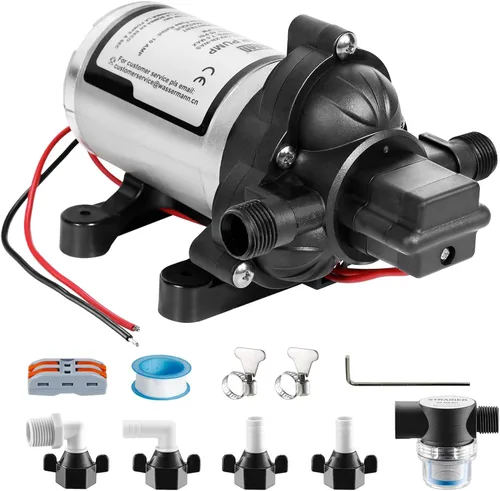 Vista 13 de WASSERMANN RV Water Pump 12 Volt DC 3.0GPM 55PSI Replacement For 4008-101-A65 Water Pump Self Priming Diaphragm Pump with Pressure Switch for RV