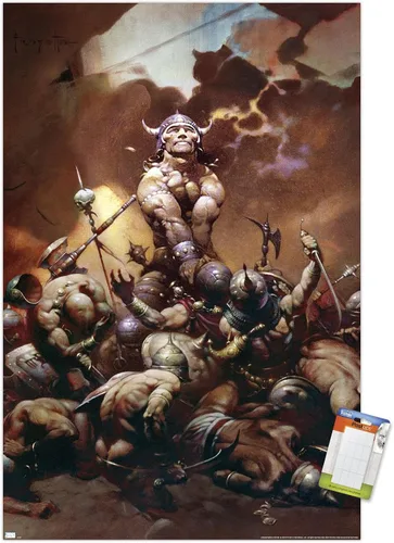 Vista 13 de Trends International Frank Frazetta - Póster de pared de destructor, 34 pulgadas de largo x 22.4 pulgadas, versión enmarcada en oro Versión