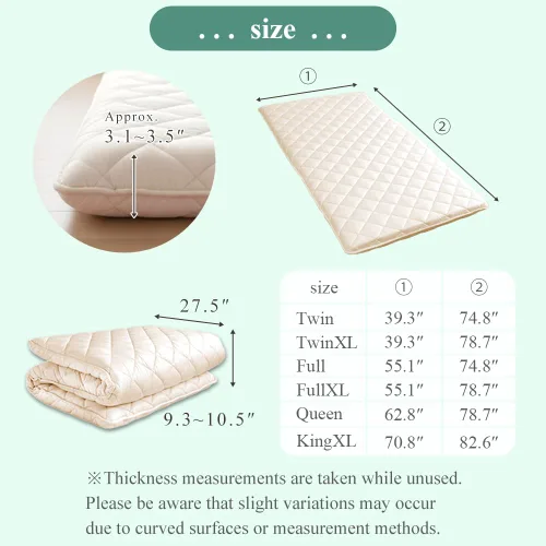 Vista 2 de タンスのゲン Colchón de futón japonés – 3.5 pulgadas de grosor Shikibuton, plegable, fabricado en Japón, Queen, 10156728 (100484)