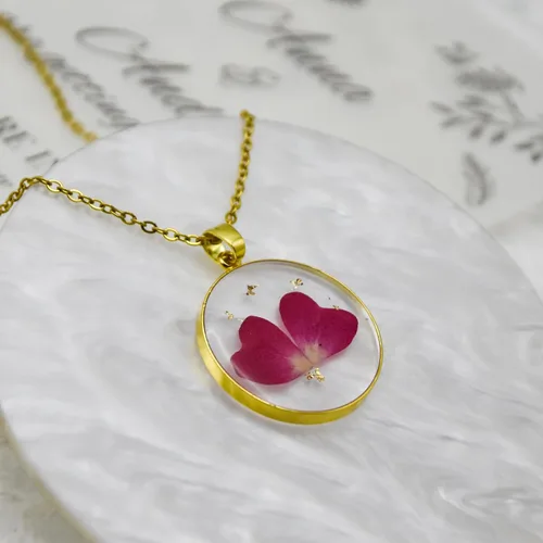 Vista 116 de Pressed Flower Necklace Gift for Women Personalized Handmade Necklaces Birth Flower Necklace