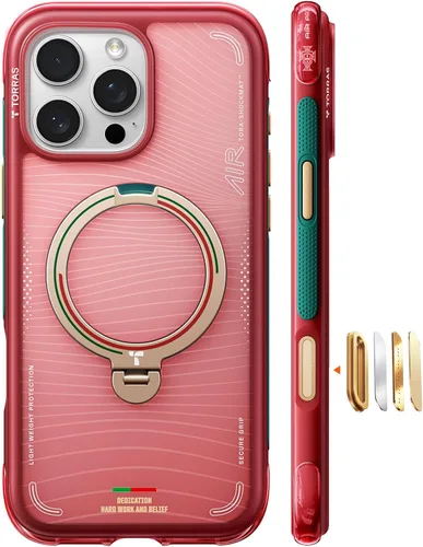 Vista 27 de TORRAS Ostand Q3 Air - Funda para iPhone 17 Pro con soporte magnético de 360°, compatible con MagSafe, probada contra caídas de grado mil, botón