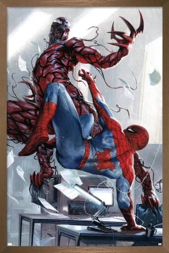 Vista 14 de Trends International Marvel Comics Carnage - Póster de pared de batalla con Spider-Man, 14.725 x 22.375 pulgadas, versión enmarcada de madera