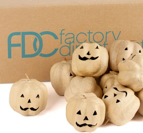Vista 2 de 24 calabazas de papel maché Jack‑O'-Lantern - Calabazas de Halloween con 24 faroles