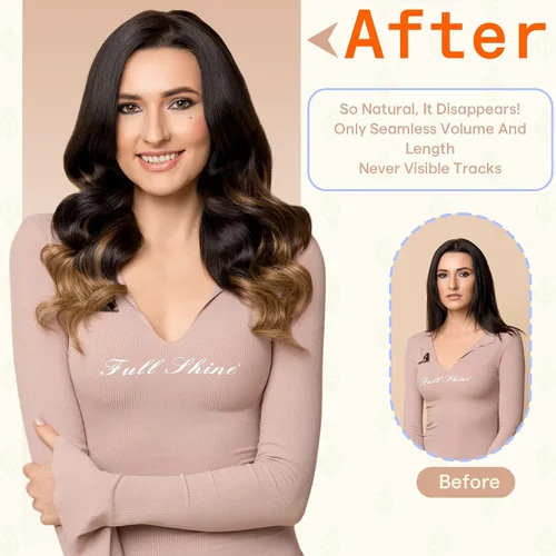 Vista 121 de Full Shine - Extensiones de cabello humano con cinta, mezcla de rubio hongo # 8 castaño ceniza resaltado 60 rubio ceniza