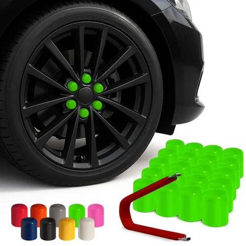 Vista 16 de ColorLugs Tapón de llanta de vinilo Negro Tapa de tuerca de rueda de ajuste flexible Para 17 mm Paquete de 20 Incluye extractor de lujo