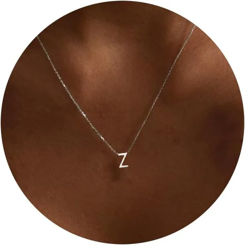 Vista 42 de Collares con iniciales para mujer, delicado collar de letra plateada con nombre personalizado con monograma, collar simple y lindo con inicial