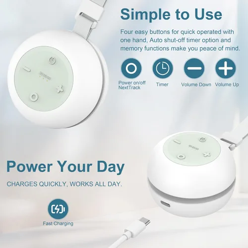 Vista 7 de Máquina de sonido portátil para bebés, niños y adultos, máquina de ruido blanco recargable por USB con función de temporizador, 18 sonidos suaves
