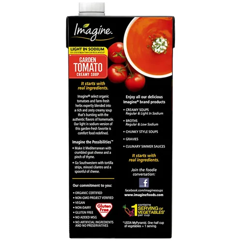 Vista 5 de Imagineig Organic Soup Variety Pack: Super Greens, Sweet Pea, Tomate cremoso de jardín, calabaza cremosa, 32 onzas (paquete de 4)