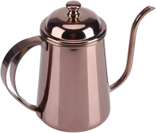 Vista 2 de Fdit 650ML Acero Inoxidable Cuello de Cisne Boquilla Hervidor Café Té Inicio Brewing goteo Pot (Oro Rosa)