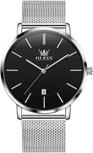 Vista 8 de OLEVS Mens Watches Minimalist Ultra Thin Fashion Casual Analog Quartz Date Watch Waterproof Slim Simple Big Face Dress Wrist Watch Leather Band for