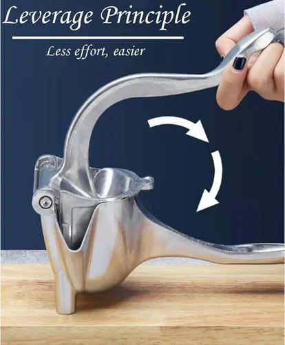 Vista 5 de Exprimidor de limón de acero inoxidable – Exprimidor manual de cítricos resistente para limón, lima, naranja y pomelo con mango ergonómico