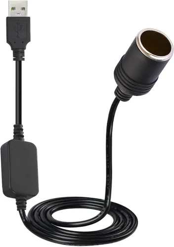 Vista 7 de USB A macho a 12 V encendedor de cigarrillos de coche hembra convertidor de cable USB adaptador de encendedor de cigarrillos para coche grabadora