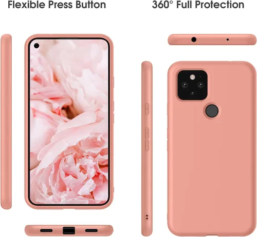 Vista 2 de Compatible con Google Pixel 5A, funda delgada de goma de gel de silicona (con forro de microfibra), diseño de cuerpo completo a prueba de golpes