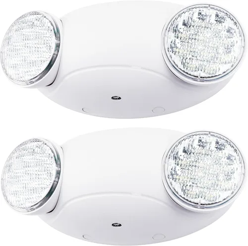 Vista 9 de Accesorios de iluminación LED de emergencia con 2 cabezales LED de ojo de insectos y baterías de respaldo, luz de salida estándar de EE. UU.