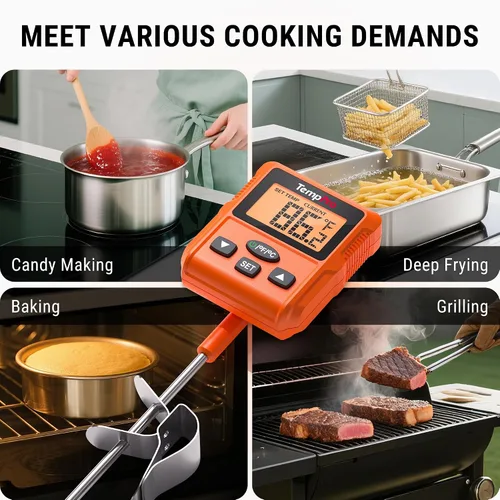 Vista 7 de ThermoPro TP511 - Termómetro digital de dulces con clip para olla, termómetro programable de lectura instantánea para carne de alimentos con sonda
