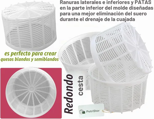 Vista 9 de PetriStor Molde de queso suave para queso, 3 piezas, 1.25 cuartos de galón, molde de queso mediano, suministros caseros para hacer queso, molde
