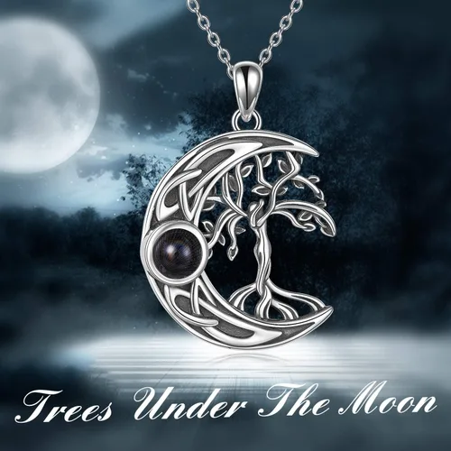 Vista 5 de ONEFINITY Tree of Life Necklace Sterling Silver I Love You 100 LanguagesMoonstone Necklace Cremation Jewelry for Women Girls Gifts