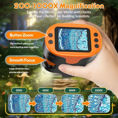 Vista 3 de Juguete STEM de microscopio digital para niños: kit completo de regalo