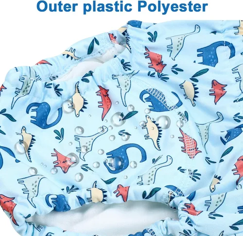 Vista 3 de MooMoo Baby Ropa interior de entrenamiento de plástico, pantalones de goma a prueba de fugas para entrenamiento para ir al baño para niños y niñas