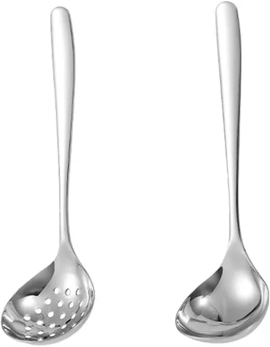 Vista 4 de Colador de cucharón de sopa de oro negro con ranura para cucharas Negro/Oro