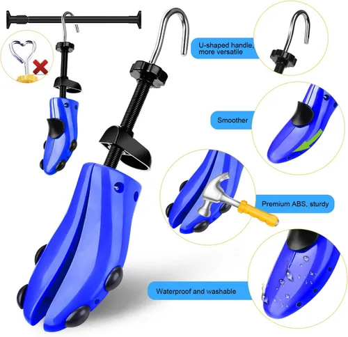 Vista 2 de eachway - Estirador de zapatos para hombre y mujer, ajusta el largo y ancho del calzado, L, para tallas de hombre de EE.UU. de 10 a 13.5, azul