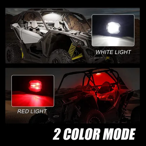 Vista 5 de OPP ULITE Switch UTV - Luz LED Doom de 6 unidades, blanco y rojo, 6 unidades, montaje en barra enrollable universal para interior de automóvil