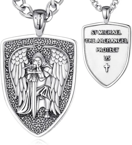 Vista 192 de CELESTIA Medallas de plata de ley 925 San Miguel/San Cristóbal/San Benito/San Gabriel/Virgen María/Jesús/Caravaca/Metatrón/Sello de los Siete