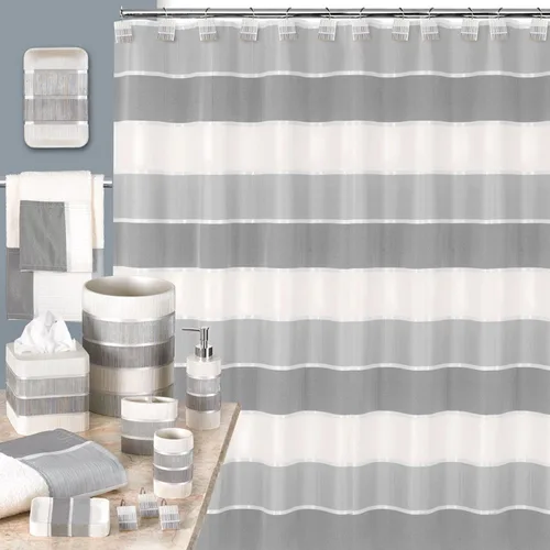 Vista 3 de Popular Bath Toallas de baño, colección Madern, juego de 3 piezas, gris
