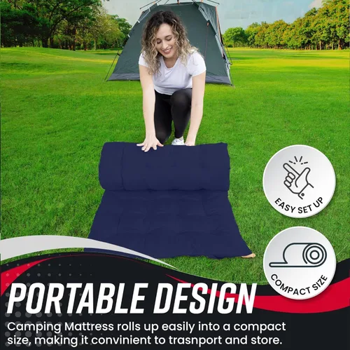 Vista 8 de VaygWay Colchón plegable para catre y cuna para acampar al aire libre, suave, cómodo, ligero, grueso, de algodón, para senderismo, viajes
