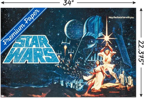 Vista 3 de Star Wars: A New Hope - Póster de pared horizontal, 34 pulgadas de largo x 22.4 pulgadas de ancho, versión premium sin marco