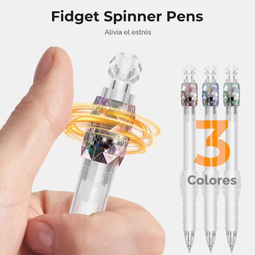 Vista 2 de 8 Bolígrafos de Gel - 0.5mm de Punta Fina, Tinta Negra Giratoria, Escritura Suave - Bolígrafos de Gel de Secado Rápido de Agarre Suave para Diario