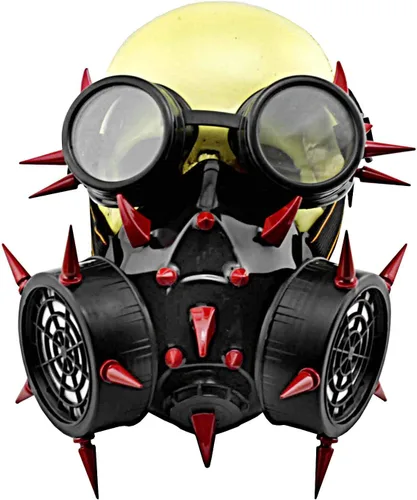 Vista 4 de Disfraz de máscara de gas para cosplay con pinchos de garra de metal rojo