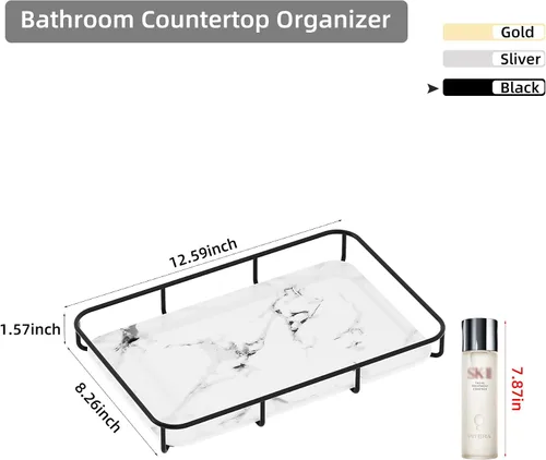 Vista 2 de Dobbyby Bandeja de Tocador Organizador de Maquillaje Almacenamiento de Cosméticos Organizador de Cuidado de la Piel para Baño Estante de Exhibición
