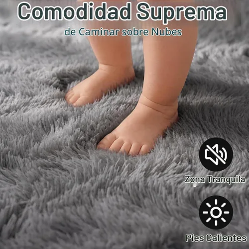 Vista 3 de Alfombras grises pequeñas para dormitorio, 2 x 4 pies, alfombras de pasillo lavables de felpa para pasillo 2- Gris