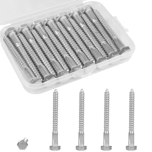 Vista 10 de 30 tornillos de retraso de cabeza hexagonal de 1/4 x 1 pulgada, pernos de acero inoxidable 304, tornillos de cabeza hexagonal para madera, tornillos